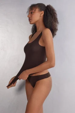 Camiseta de Tirantes con Escote Redondo de Algodón sin Rematar