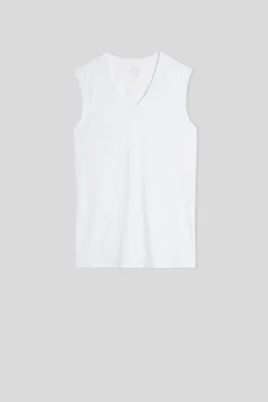Camiseta de Tirantes con Escote de Pico de Algodón Superior Extrafino