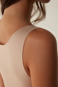 Camiseta de Tirantes con Escote Redondo de Algodón sin Rematar