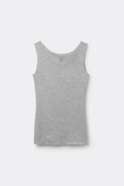 Camiseta de Tirantes con Escote Redondo de Algodón sin Rematar