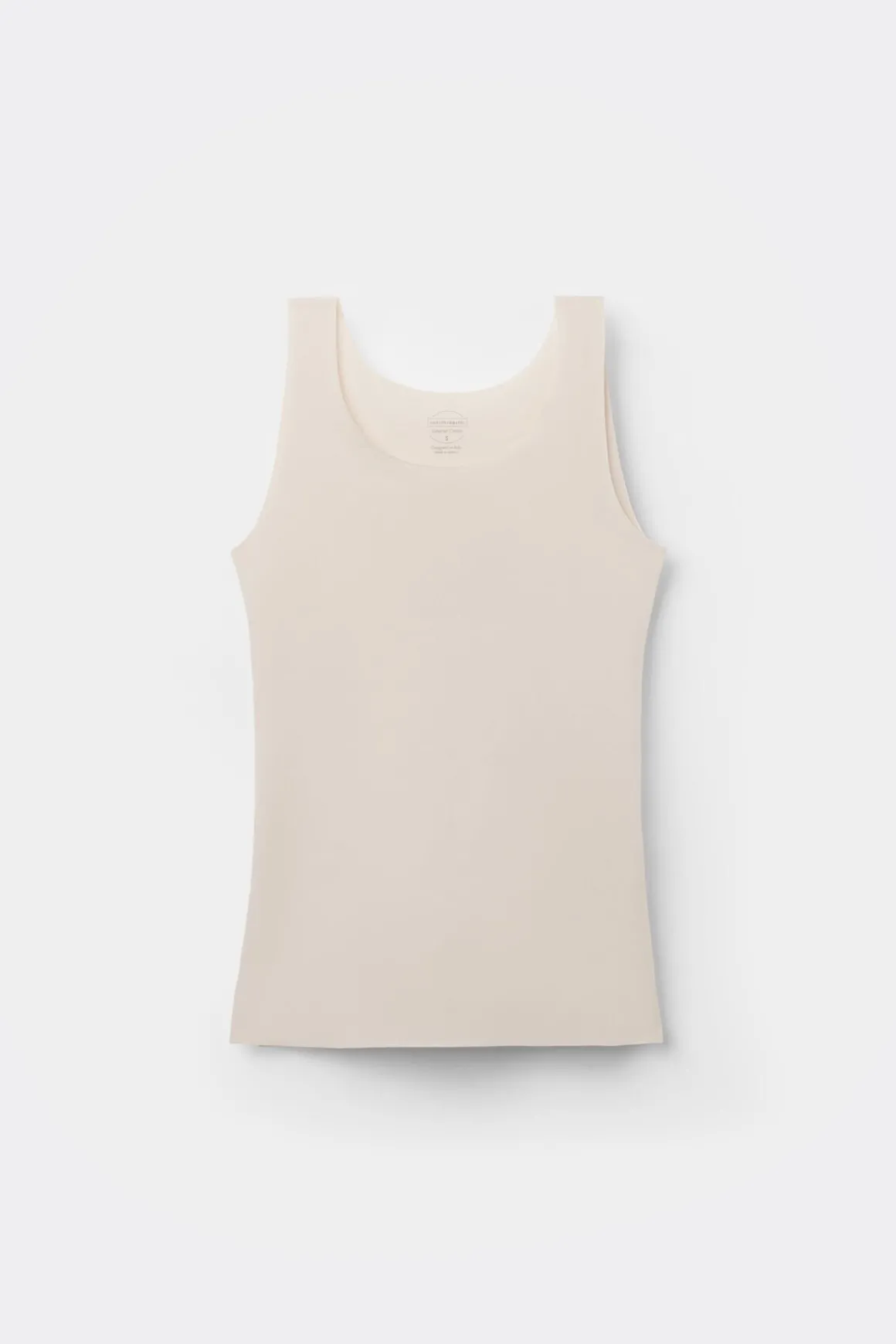Camiseta de Tirantes con Escote Redondo de Algodón sin Rematar