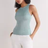 Camiseta de Tirantes de Canalé de Algodón Lamé