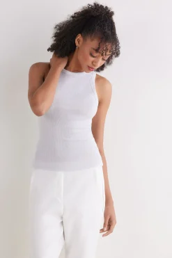 Camiseta de Tirantes de Canalé de Algodón Lamé