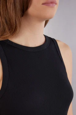 Camiseta de Tirantes de Canalé de Algodón Superior