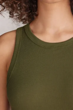 Camiseta de Tirantes de Canalé de Algodón Superior