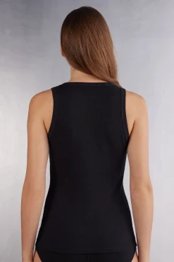 Camiseta de Tirantes de Canalé de Algodón Superior