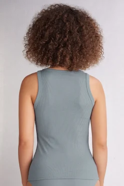 Camiseta de Tirantes de Canalé de Algodón Superior