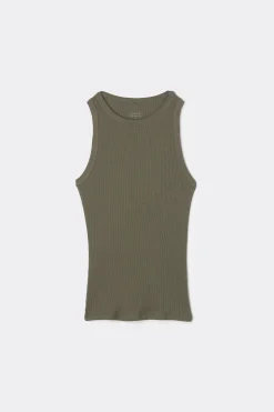 Camiseta de Tirantes de Canalé de Algodón Superior