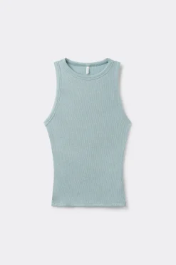 Camiseta de Tirantes de Canalé de Algodón Lamé