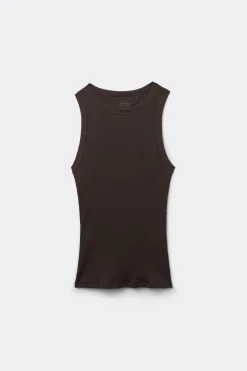 Camiseta de Tirantes de Canalé de Algodón Superior