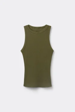 Camiseta de Tirantes de Canalé de Algodón Superior