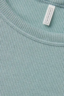 Camiseta de Tirantes de Canalé de Algodón Lamé