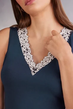 Camiseta de Tirantes de Modal y Encaje Pretty Flower