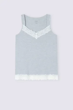 Camiseta de Tirantes en Modal con Detalles de Encaje
