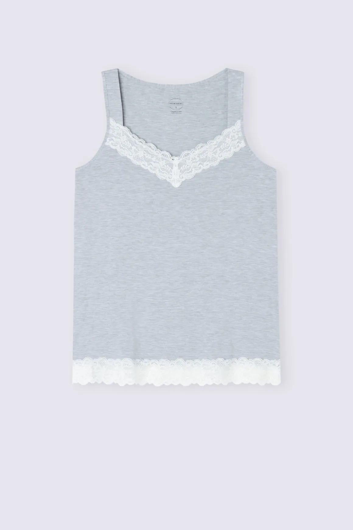 Camiseta de Tirantes en Modal con Detalles de Encaje