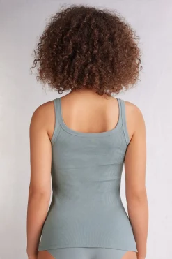 Camiseta de Tirantes Estilo Nadadora de Algodón Superior