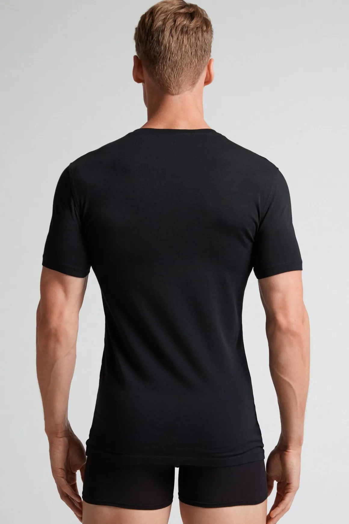 Camiseta manga corta de algodón ajustada