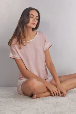 Camiseta Manga Corta Modal Detalles Encaje