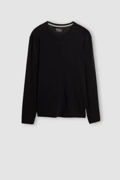 Camiseta Manga Larga de Lana Merina Escote Redondo
