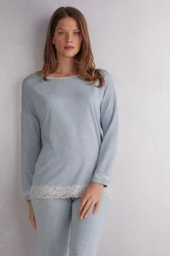 Camiseta Manga Larga de Modal Escote Redondo