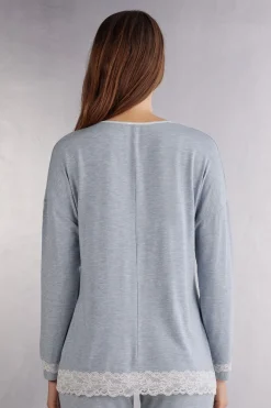 Camiseta Manga Larga de Modal Escote Redondo