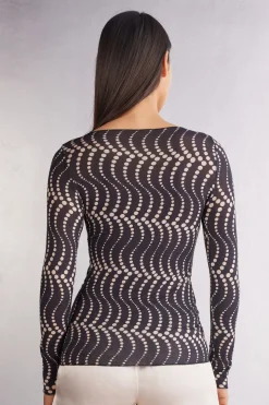 Camiseta Manga Larga Modal Ultralight con Cashmere Estampada Cool Elegance