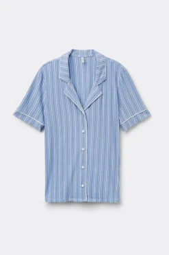 Camiseta Modal Manga Corta Abertura Delantera Oxford Stripes