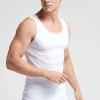 Camiseta sin mangas de hombre en algodón superior con canalé