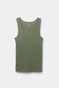 Camiseta sin mangas de hombre en algodón superior con canalé
