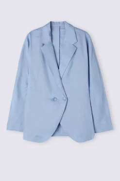Chaqueta de Doble Botonadura en Tela de Lino