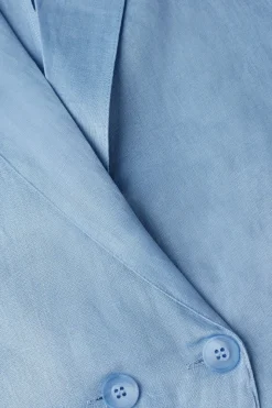 Chaqueta de Doble Botonadura en Tela de Lino
