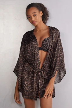 Kimono de Raso de Viscosa Luxurious Leopard