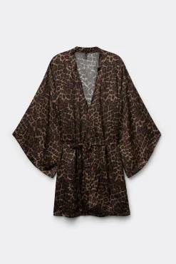 Kimono de Raso de Viscosa Luxurious Leopard