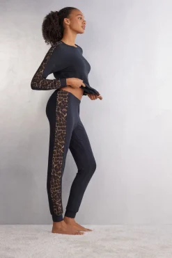 Pantalón con Puños Elásticos de Modal Luxurious Leopard