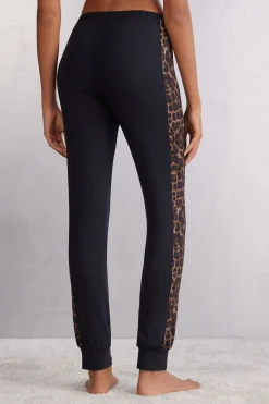 Pantalón con Puños Elásticos de Modal Luxurious Leopard