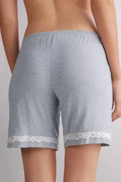 Pantalón Corto de Modal con Detalles de Encaje