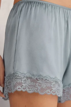 Pantalón Corto de Seda con Encaje