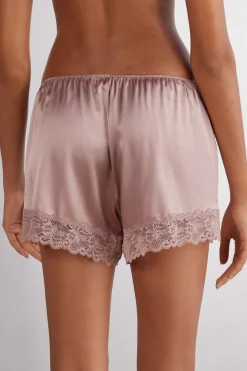 Pantalón Corto de Seda con Encaje