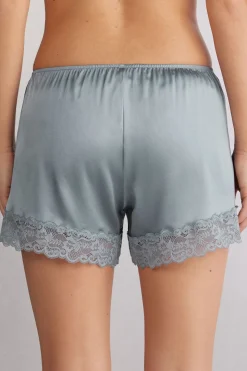 Pantalón Corto de Seda con Encaje