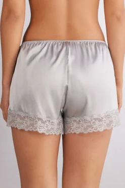 Pantalón Corto de Seda con Encaje