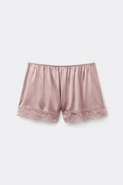 Pantalón Corto de Seda con Encaje