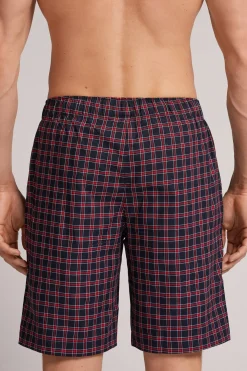 Pantalón Corto de Tela a Cuadros