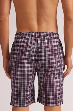 Pantalón Corto de Tela a Cuadros