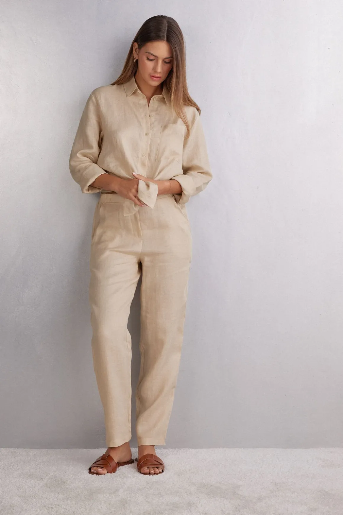 Pantalón de Tela de Lino