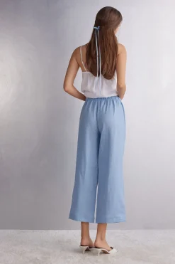 Pantalón Largo con Cordón Ajustable en Tela de Lino