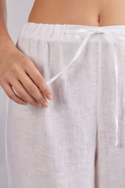Pantalón Largo con Cordón Ajustable en Tela de Lino
