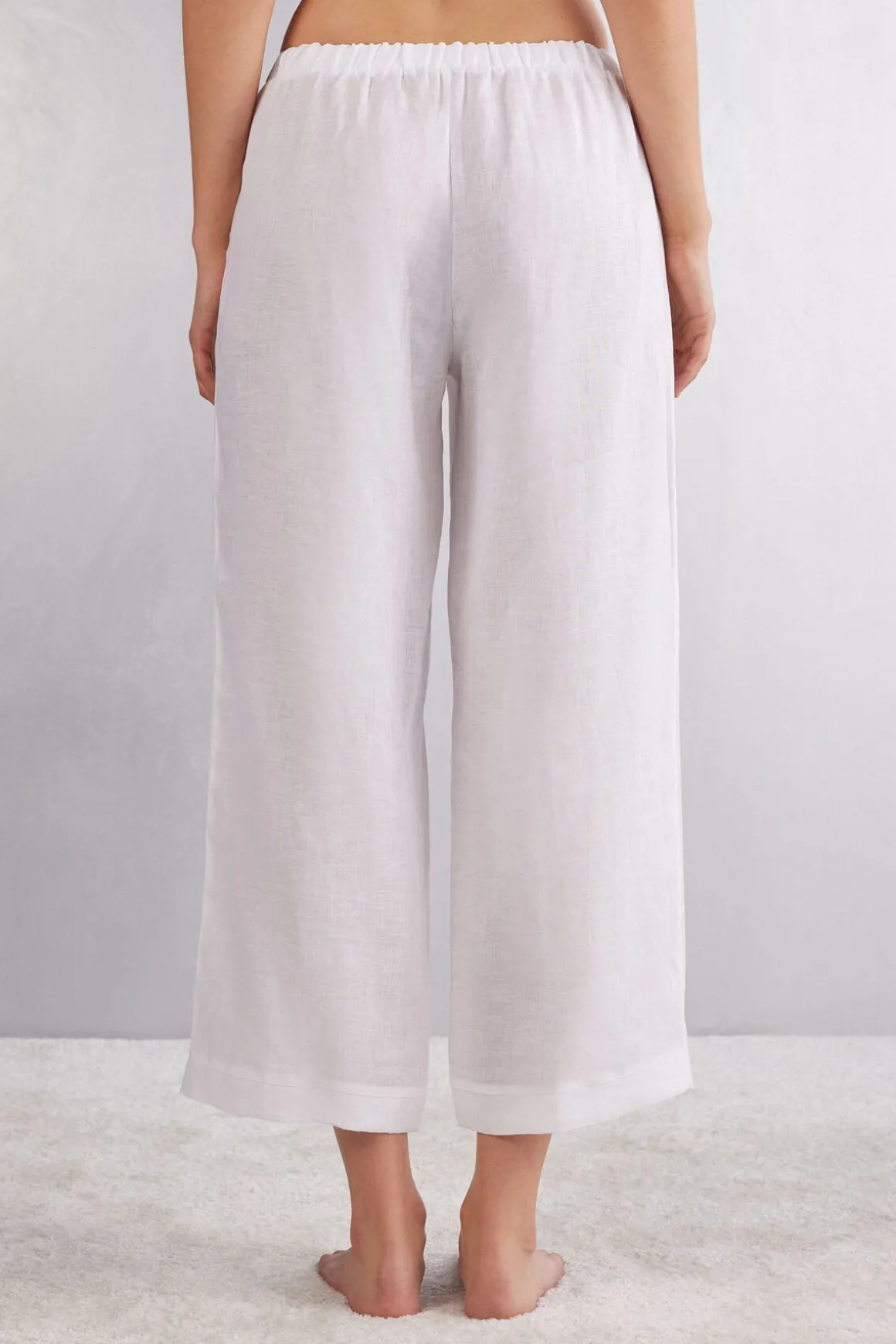 Pantalón Largo con Cordón Ajustable en Tela de Lino