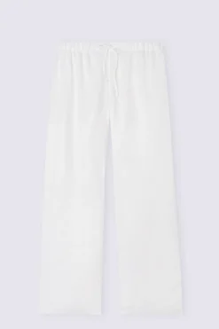 Pantalón Largo con Cordón Ajustable en Tela de Lino