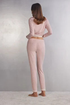 Pantalón Largo de Modal con Detalles de Encaje