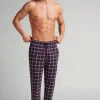 Pantalones Largos de Algodón Estampado Cuadros Azul/Blanco/Rojo